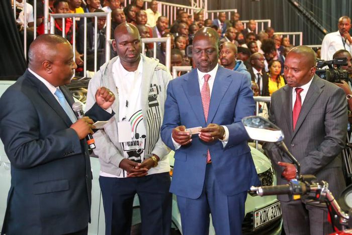 President William Ruto, Interior CS Kithure Kindiki & Immigration & Citizen Services PS Juilus Bitok during the launch of 5,000 digitized government services at KICC on June 30, 2023
