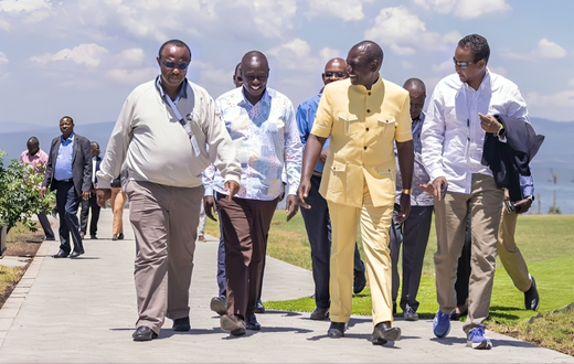President William Ruto DP Rigathi Gachagua, David Ndii and other leaders during a retreat in Naivasha