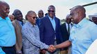 File image of senior government officials receiving President William Ruto during a past visit to Homa Bay
