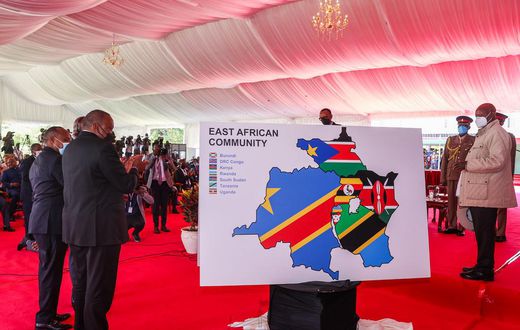 The new East Africa Community map comprising Democratic Republic of Congo, the bloc's newly admitted Member State/Photo by @StateHouseKenya/Kenya