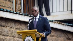 Nairobi Governor Johnson Sakaja speaking at City Hall