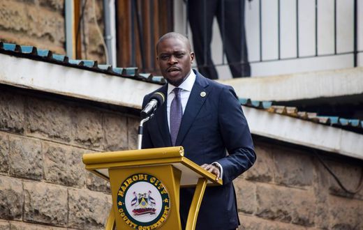 Nairobi Governor Johnson Sakaja speaking at City Hall