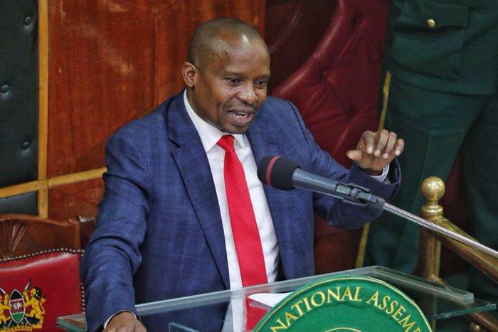 Interior CS Kithure Kindiki answering questions in the National Assembly on April 12, 2023