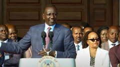 President William Ruto speaks during a briefing at State House