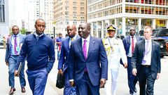 President William Ruto accompanied by his aides in US during a past trip