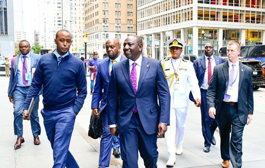 President William Ruto accompanied by his aides in US during a past trip