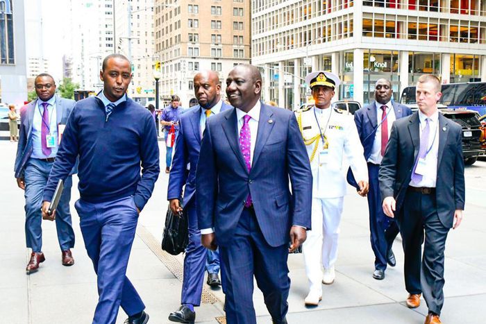 President William Ruto accompanied by his aides in US during a past trip