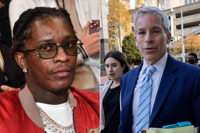 Young Thug's lawyer, Brian Steel, said the rapper's moniker means "Truly Humble Under God."Paras Griffin/Getty Images and CHRISTIAN MONTERROSA/AFP via Getty Images