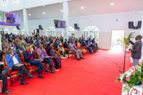 President William Ruto at a Church service at Africa Gospel Church in Chebango, Bomet County.