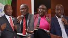 Former Kenya Editors Guild chairperson Linus Kaikai, KPJA chair Duncan Khaemba, Daily Nation Executive Editor Pamella Sittoni and KUJ Secretary-General Eric Oduor | Photos: Muturi Kanini