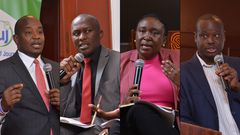 Former Kenya Editors Guild chairperson Linus Kaikai, KPJA chair Duncan Khaemba, Daily Nation Executive Editor Pamella Sittoni and KUJ Secretary-General Eric Oduor | Photos: Muturi Kanini