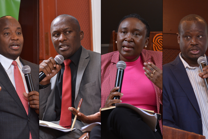 Former Kenya Editors Guild chairperson Linus Kaikai, KPJA chair Duncan Khaemba, Daily Nation Executive Editor Pamella Sittoni and KUJ Secretary-General Eric Oduor | Photos: Muturi Kanini