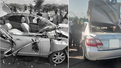 A collage image of Chewani MCA Hamisi Iddi Deye’s car following the accident that claimed his life along Malindi-Garsen Road on Saturday, June 17, 2023