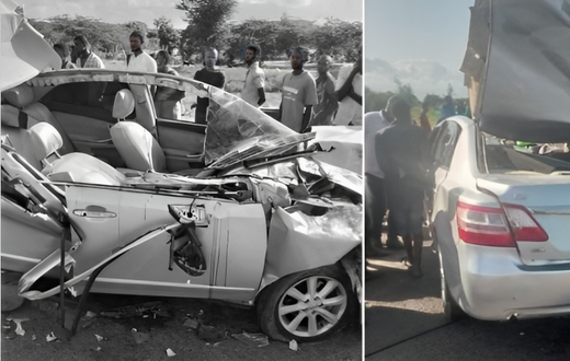 A collage image of Chewani MCA Hamisi Iddi Deye’s car following the accident that claimed his life along Malindi-Garsen Road on Saturday, June 17, 2023