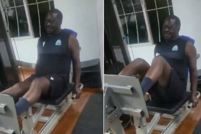 Raila Odinga working out