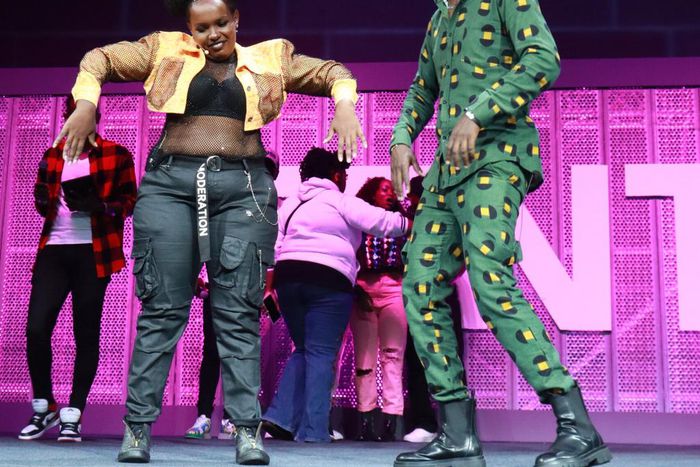 File image of Njugush and Wakavinye on stage