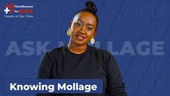 Influencer Mollage during an interview at Pulse Live Kenya studios in March 2021