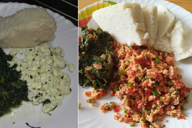 Ugali and eggs
