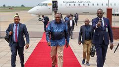 Former President Uhuru Kenyatta at N'Djili International Airport in the Democratic Republic of Congo (DRC) on January 19, 2024