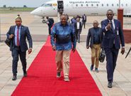 Former President Uhuru Kenyatta at N'Djili International Airport in the Democratic Republic of Congo (DRC) on January 19, 2024