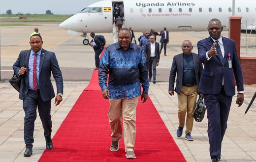 Former President Uhuru Kenyatta at N'Djili International Airport in the Democratic Republic of Congo (DRC) on January 19, 2024