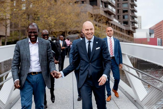 President William Ruto on a visit to GCA's floating headquarters in Natherlands