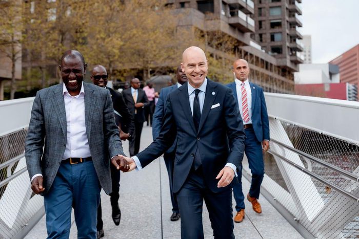 President William Ruto on a visit to GCA's floating headquarters in Natherlands