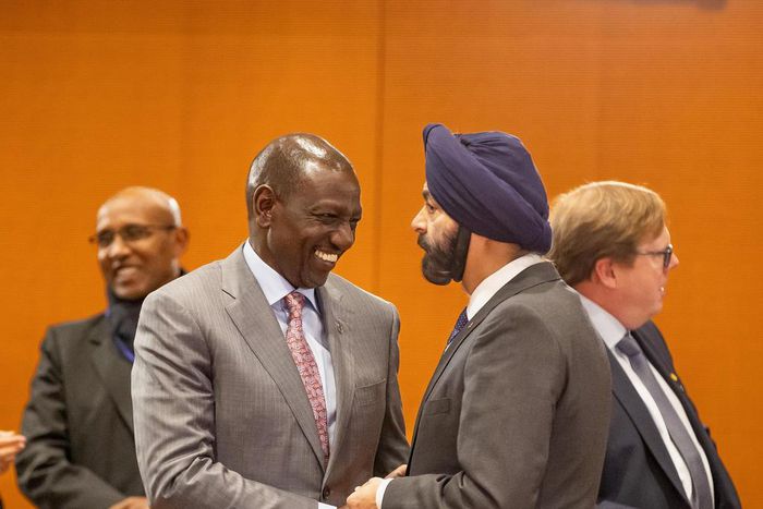 President William Ruto with Word Bank President Ajaypal Singh Banga on the sidelines of the G20 Compact with Africa Conference on Economic Cooperation, Promotion of Private Investment held in Berlin, Germany.