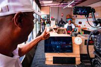 Sanwo-Olu shows up at Hilda Baci's Guinness World Record cooking event. [Twitter/Jidesanwoolu]