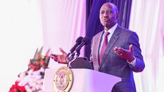 President William Ruto speaks during the launch of the IOM Report on the Status of Migration in East and the Horn of Africa at KICC, Nairobi on May 2, 2023