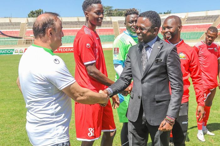 Sports CS Ababu Namwamba with Harambee Stars