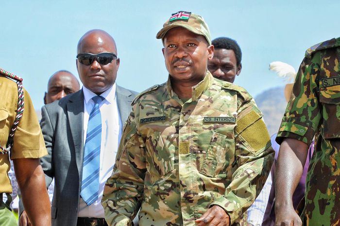 Interior Cabinet Secretary Kithure Kindiki during a tour of Turkana County