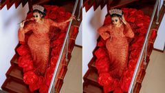 Amber Ray rocked a red dress on 14, 2 2024