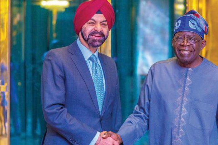 President Bola Tinubu with Ajay Banga, World Bank president. [Presidency]
