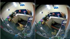 A CCTV captures a house help peeing in the kitchen