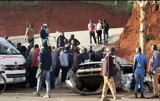 The Scene of an accident involving a trailer and a personal car along Southern Bypass in Nairobi on Saturday, October 14, 2023