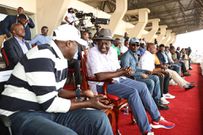 President William Ruto watches a match between Gor Mahia and AFC Leopards during the 96th Mashemeji Derby played at Nyayo Stadium on Sunday, May 14, 2023