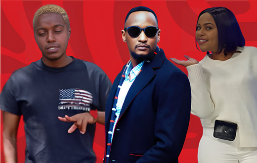 From left: Brian Chira, Martin Kimathi and Musician Size 8