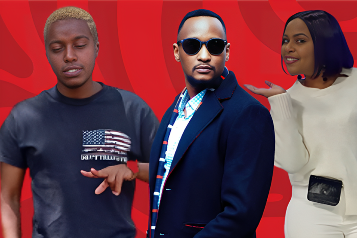 From left: Brian Chira, Martin Kimathi and Musician Size 8