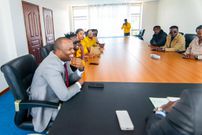 UDA Sec Gen Cleophas Malala meets musicians at UDA headquarters in Nairobi on April 12, 2023