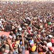 Azimio la Umoja leader Raila Odinga addressing his supporters at Jacaranda Grounds, Nairobi on Sunday, January 29, 2022