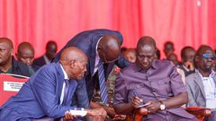 President William Ruto and Education CS Ezekiel Machogu at Kamagut Primary School, Uasin Gishu county