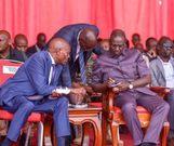 President William Ruto and Education CS Ezekiel Machogu at Kamagut Primary School, Uasin Gishu county