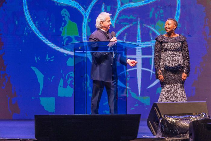 First Lady Rachel Ruto with Benny Hinn at Nyayo National Stadium on Saturday, February 24, 2024