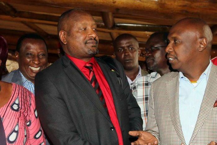 File image of Kanu Secretary General Nick Salat (left) and chairman Gideon Moi