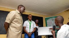 President William Ruto with 29-year-old Abraham Leteipa Kaeno who earns Sh68K per week via online jobs