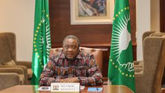 Former President Uhuru Kenyatta in his office on December 1, 2023