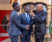 President William Ruto and Eddie Butita meet Steve Harvey in the U.S. on May 21, 2024