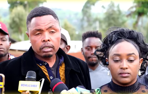 Jeff Mwathi's parents Ann Mwathi and Peter Ngugi during a poress breifing at their home in Likia, Njoro sub-county in Nakuru County on May 8, 2023