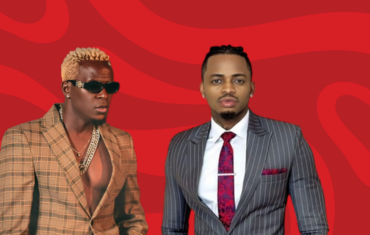A collage showing Tanzanian singer Diamond Platnumz with Kenyan singer Willy Paul